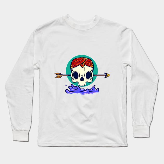 Blangkon Skull Head Long Sleeve T-Shirt by jamalsukron